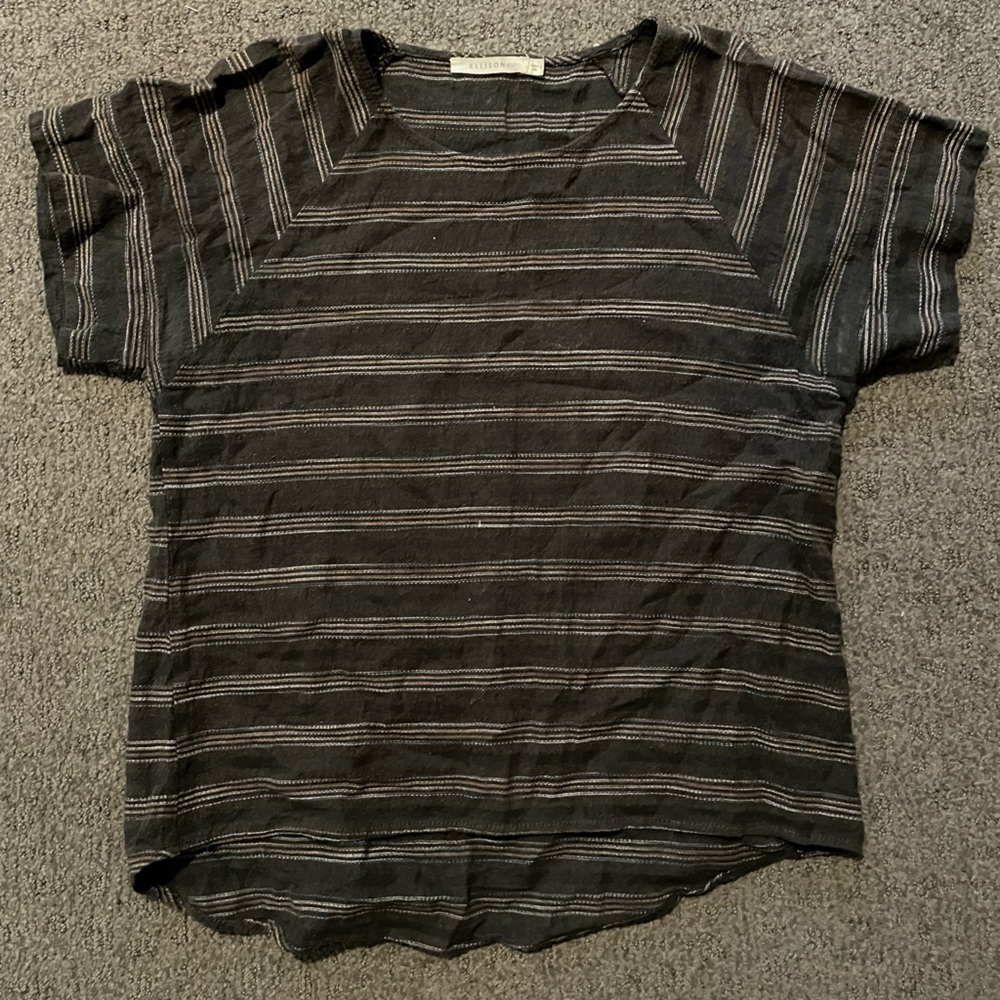Ellison Forest Green and Gold Stripe Top